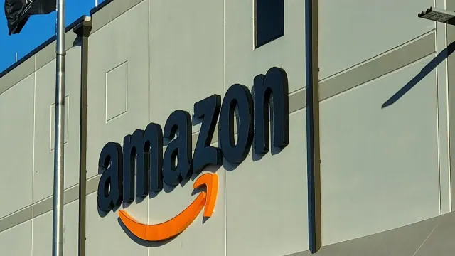 An Amazon building. It has the ‘Amazon’ logo outside