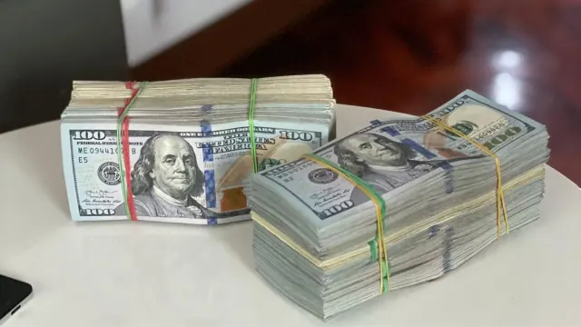 Bundles of U.S. banknotes