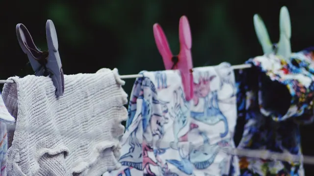 Clothes hanging from a washing line