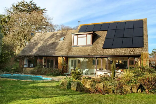 Solar panels on a pitched roof