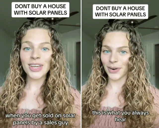 Archival screenshots of a real-estate agent discussing solar panels