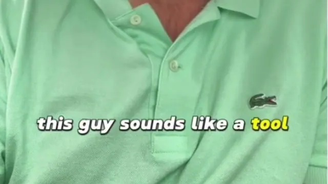 Archived video frame showing a commentator with a critical subtitle