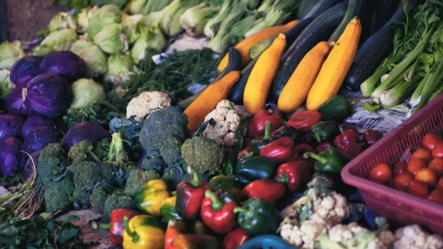 Fresh vegetables arranged for sale