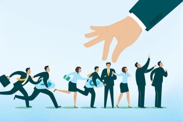 An illustration of a hand selecting among applicants