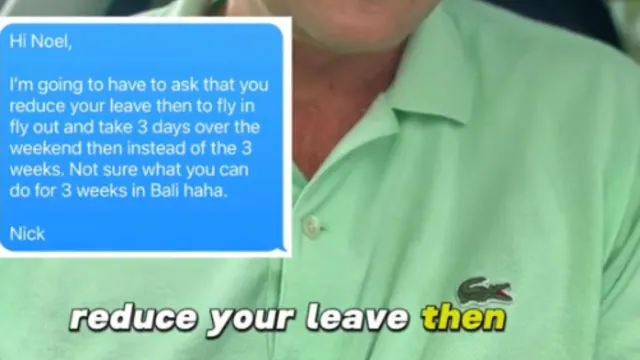 Archived video frame displaying a proposed reduction from three weeks to three days