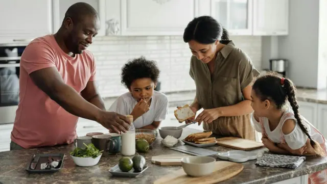 A family at a kitchen table