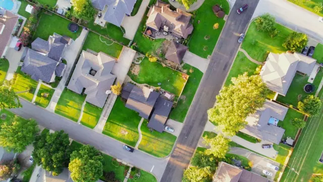 A neighborhood seen from above