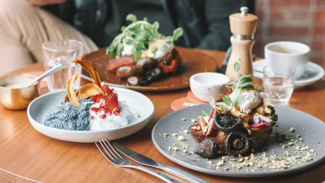 Prepared meals on a restaurant table