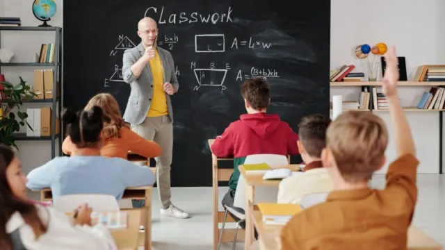 Techer educating classroom of students