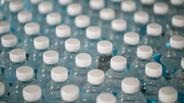 Rows of reusable water bottles