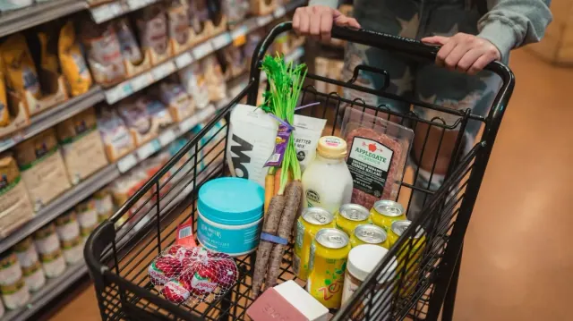 Groceries in a shopping trolley
