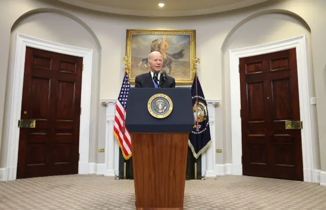 Archival photograph of Joe Biden at a White House lectern