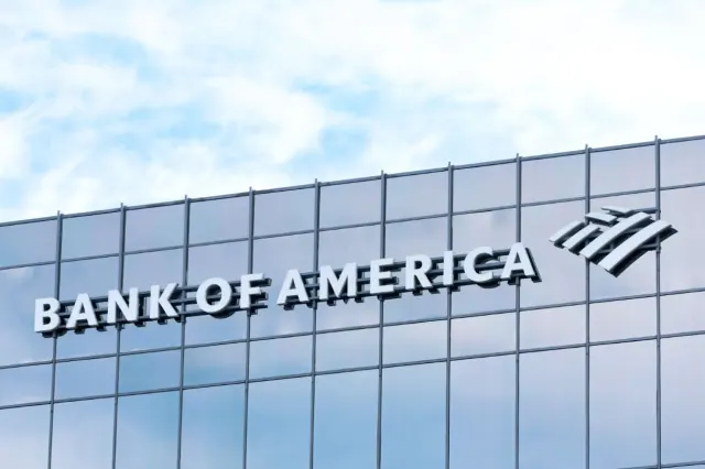 A Bank of America sign on a building