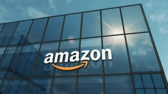 An Amazon sign on a building