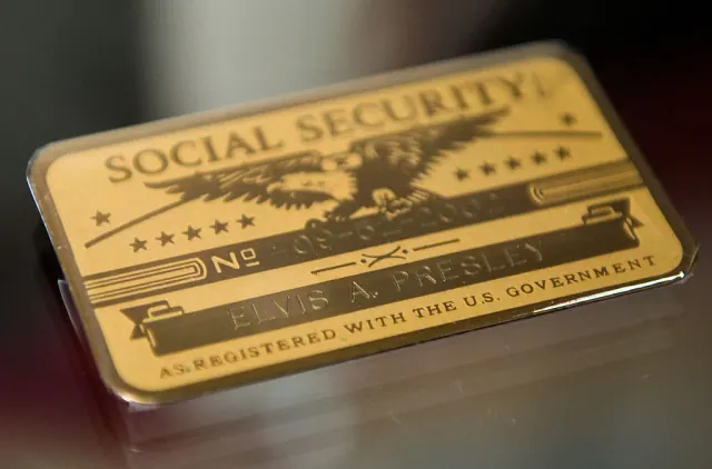 Elvis' Social Security Card, part of "Elvis at the O2 - Direct from Graceland" exhibition in London. Elvis at the O2 is the largest Elvis retrospective ever mounted in Europe.