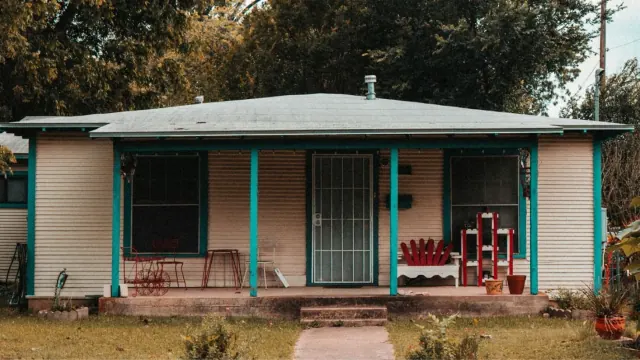 A small house with a front porch