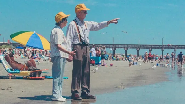 An older couple on a beach