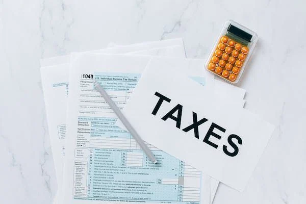 A folder labeled taxes