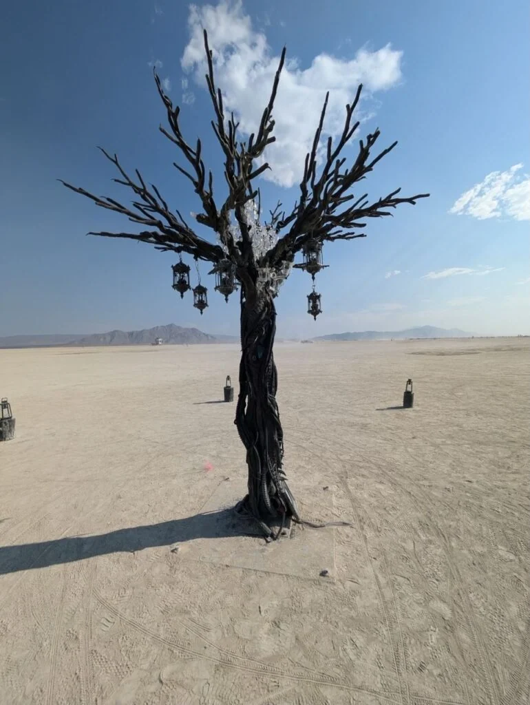 Art sculpture of tree at burning man at black rock city, nevada