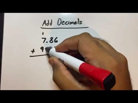 A handwritten decimal addition example